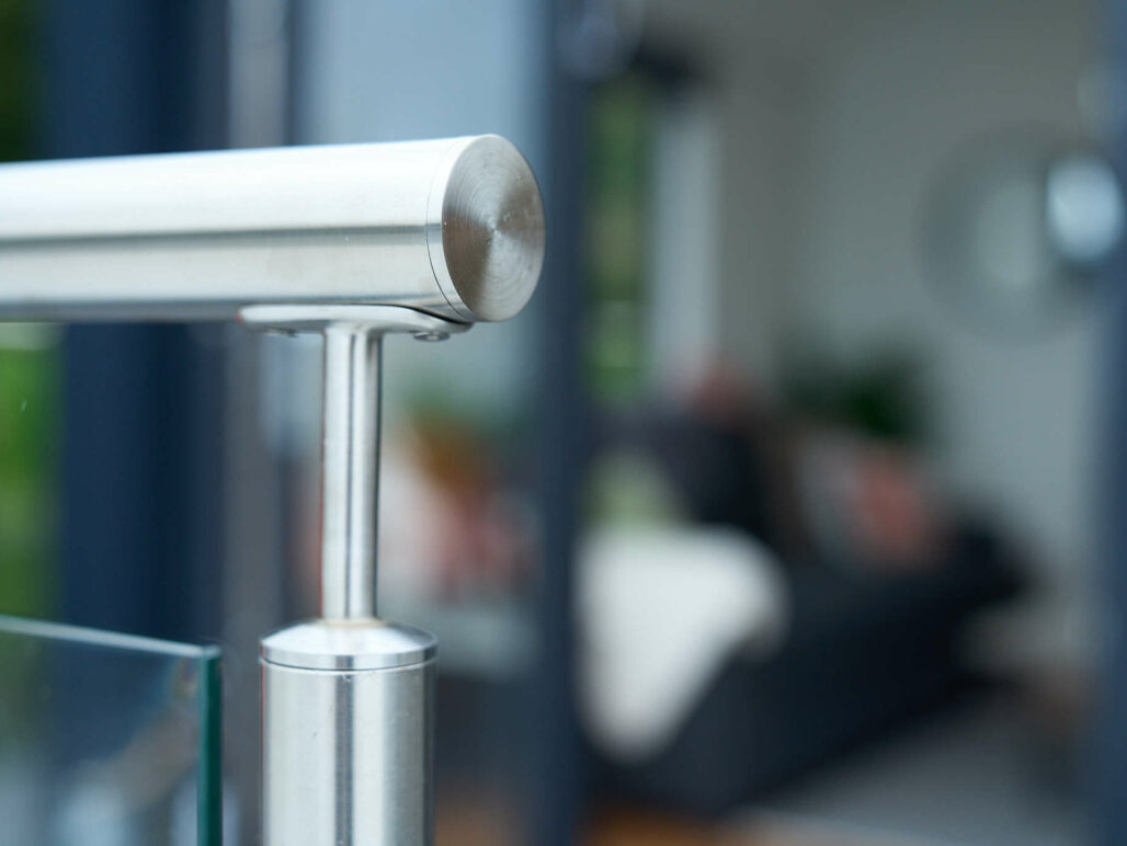 Close up of handrail of C250 houseboat at Ballyronan