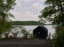 C250 Houseboat Fermanagh exterior view from back overlooking Lough Erne