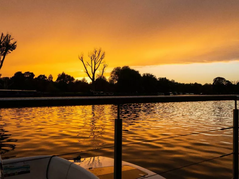 Watching the sun set from the Henley Houseboat